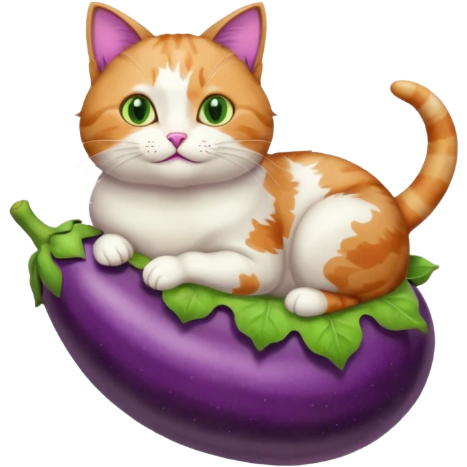Cat riding an eggplant emoji