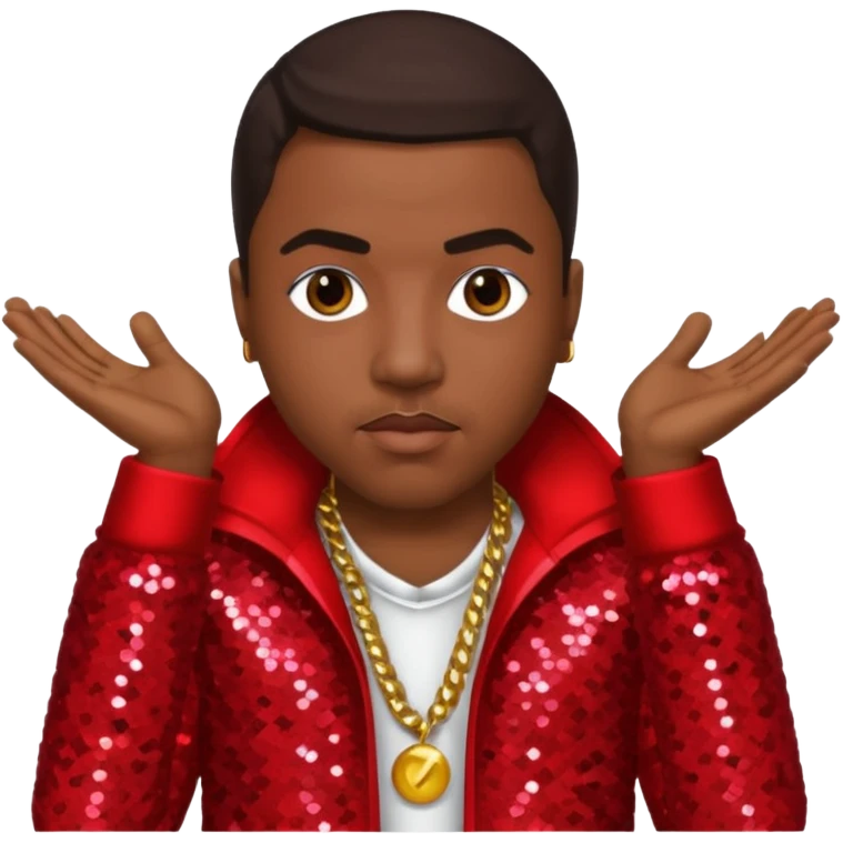 Nasir Nas Jones, Rapper with dark brown hair, red sequin outfit emoji