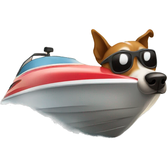 Dog riding a speedboat  emoji