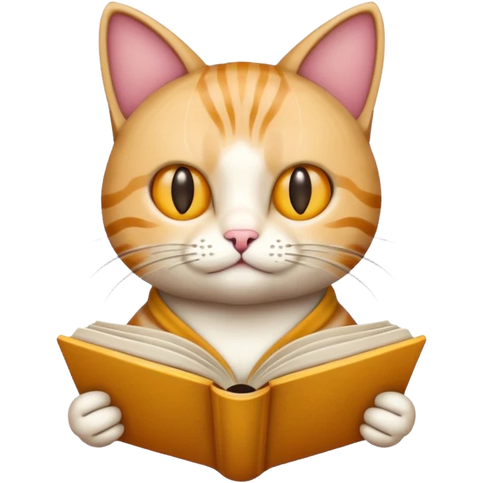 Cat reading book emoji