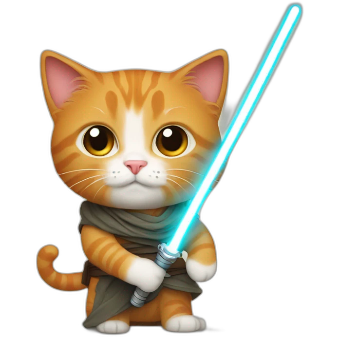 Jedi Ginger cat with light saber emoji