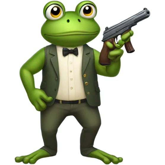 Frog holding a gun emoji