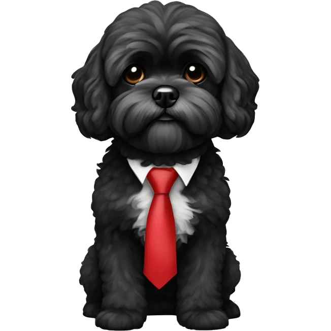 Black Shih poo with red tie emoji