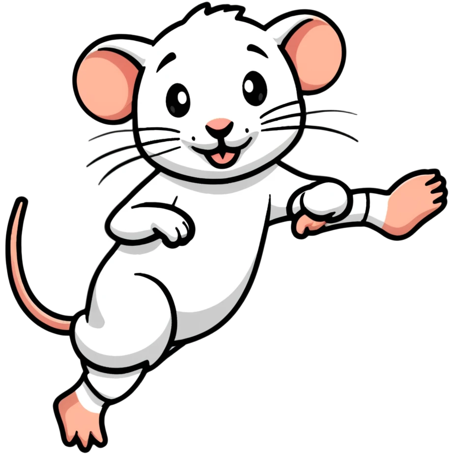 Rat in dynamic breakdance freeze pose with excited expression emoji