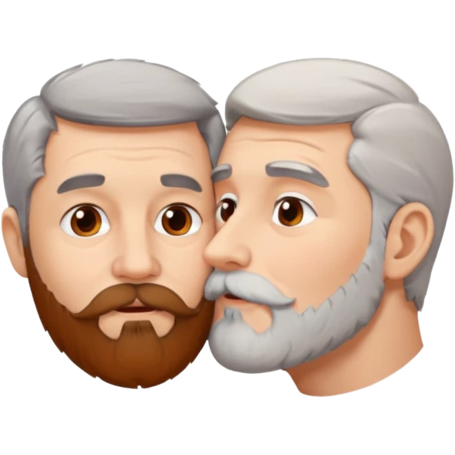 Grey haired bearded man and pretty brunette kissing  emoji