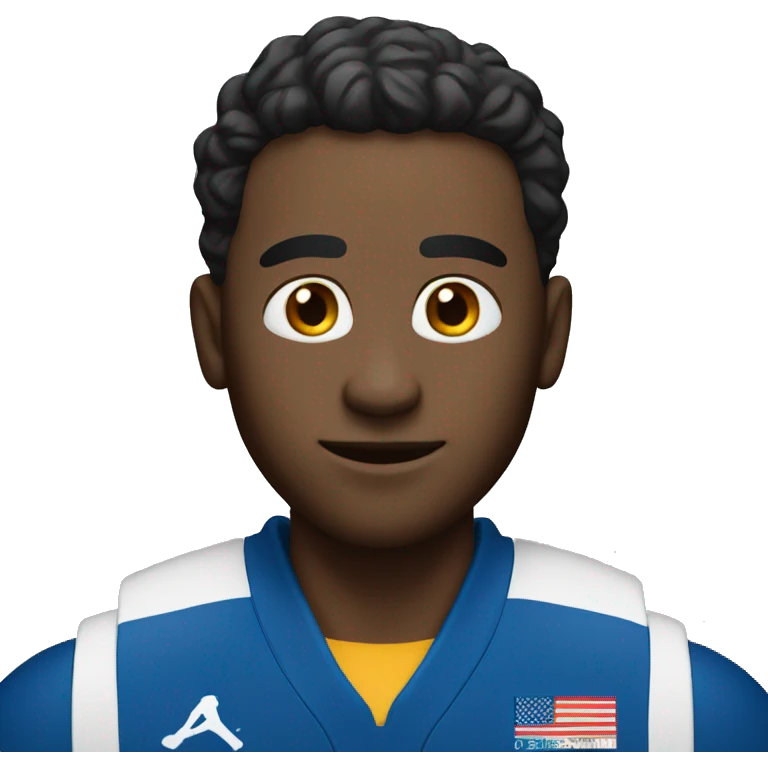 create a white male, which seems to be very confident, friendly, that uses a basketball jersey,  emoji