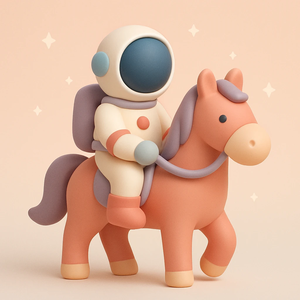 astronaut on horseback with stars in background emoji