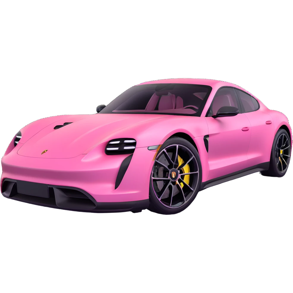 pink porsche taycan electric sports car emoji