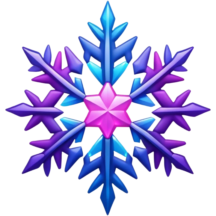 Gradient iridescent Pink indigo violet blue star snowflake  emoji
