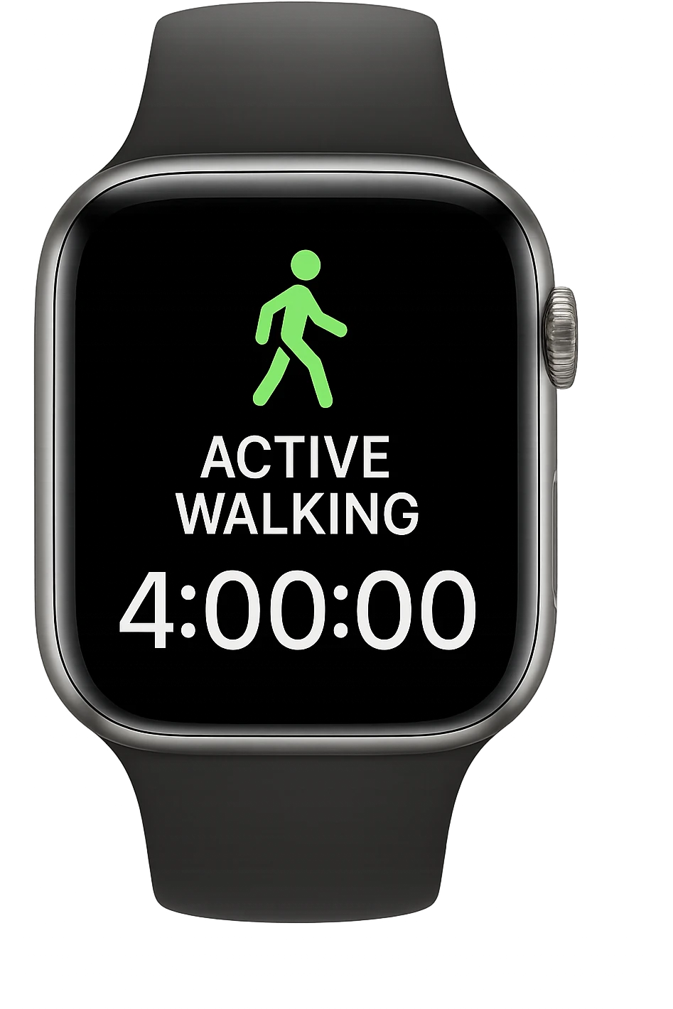 smartwatch con modalità attiva di camminata che segna 4 ore di camminata, REALISTICA 4K emoji