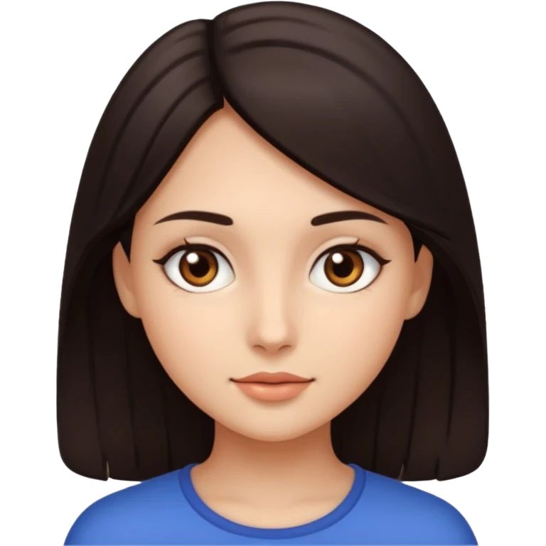 Make an emoji of a girl with smooth, radiant skin, dark hair and brown eyes emoji