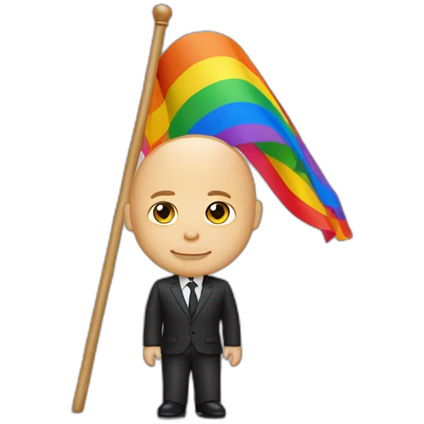 Vladimir poutine qui porte un drapeau lgbt emoji