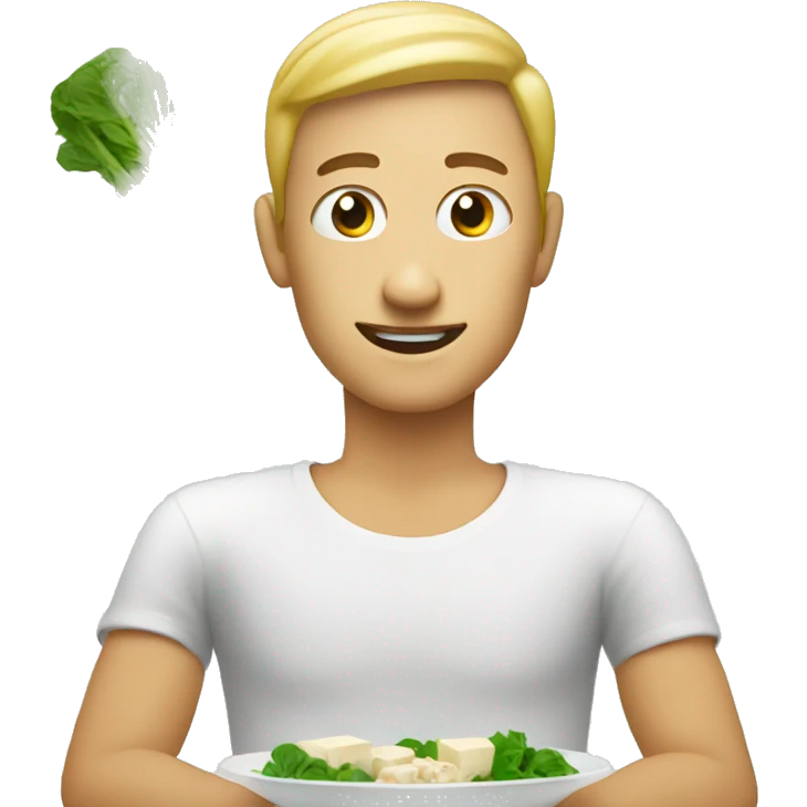 vegetarian eating tofu emoji
