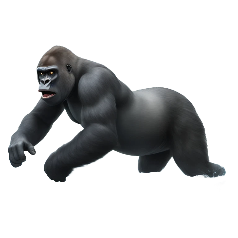 Gorilla running from a whale emoji