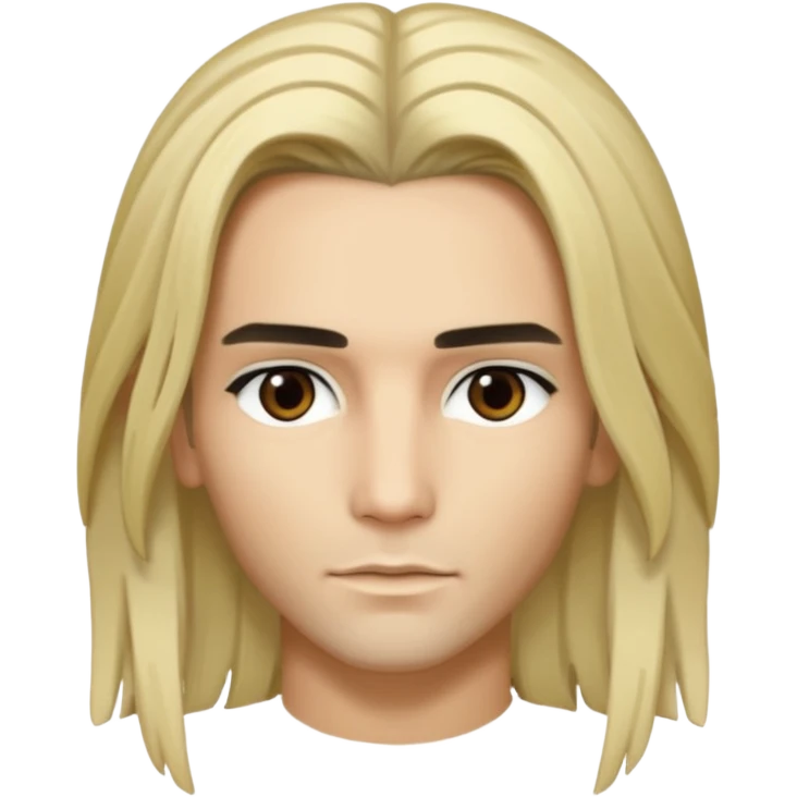 Bill Kaulitz with blonde long hair, brown eyes emoji