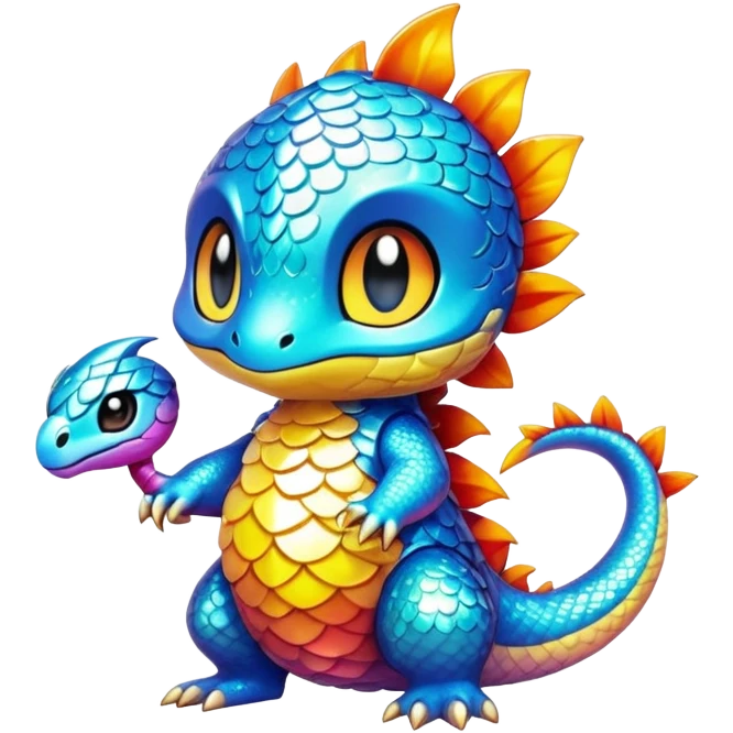 Randomly-colored sparkly colorful chibi Fakémon-creature emoji