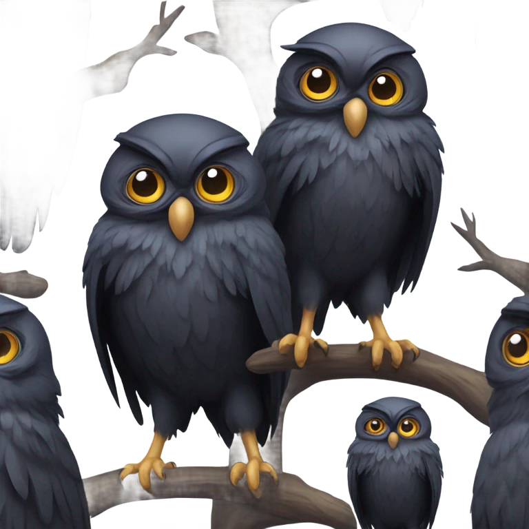 Owl and raven emoji