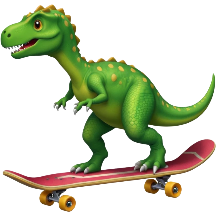 Dinosaur on a skateboard emoji