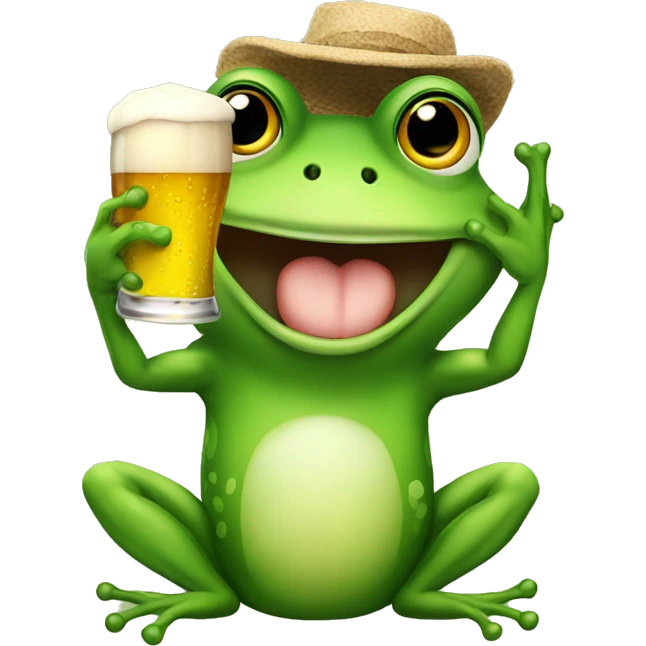 Frog with beer emoji