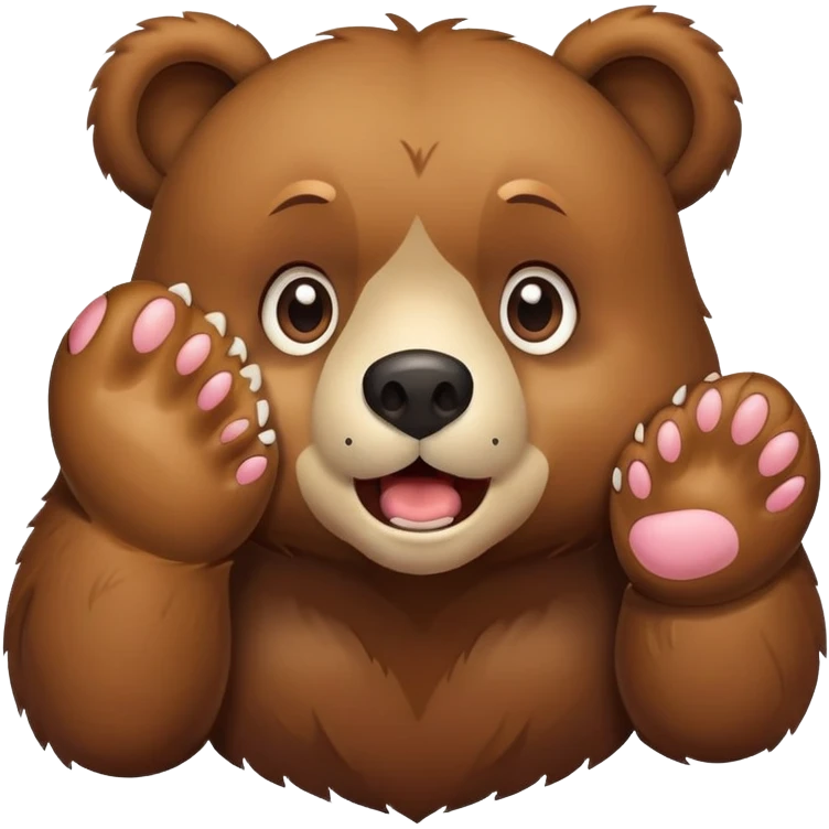 Bear covering mouth with hand emoji