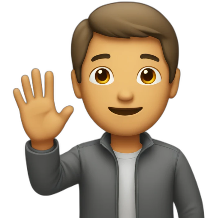 Man with two raised hand emoji