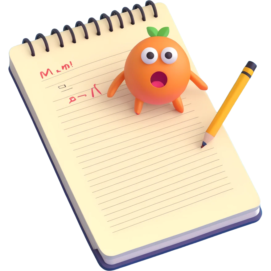 a notebook with homework and bad mark emoji