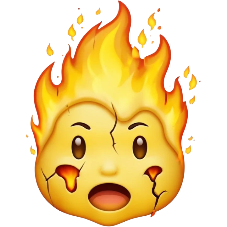 The emoji yellow On fire Scared emoji