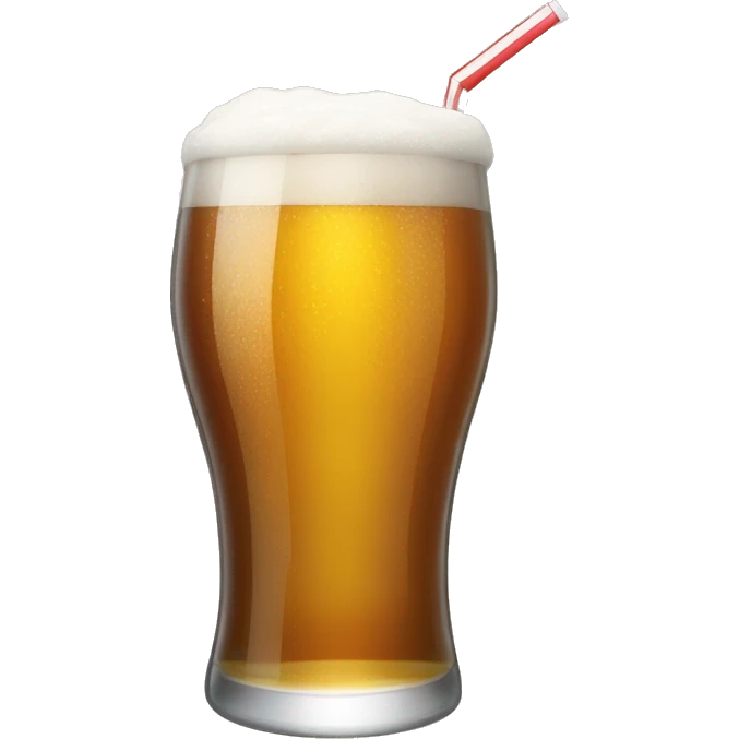 A glass of beer with a straw emoji