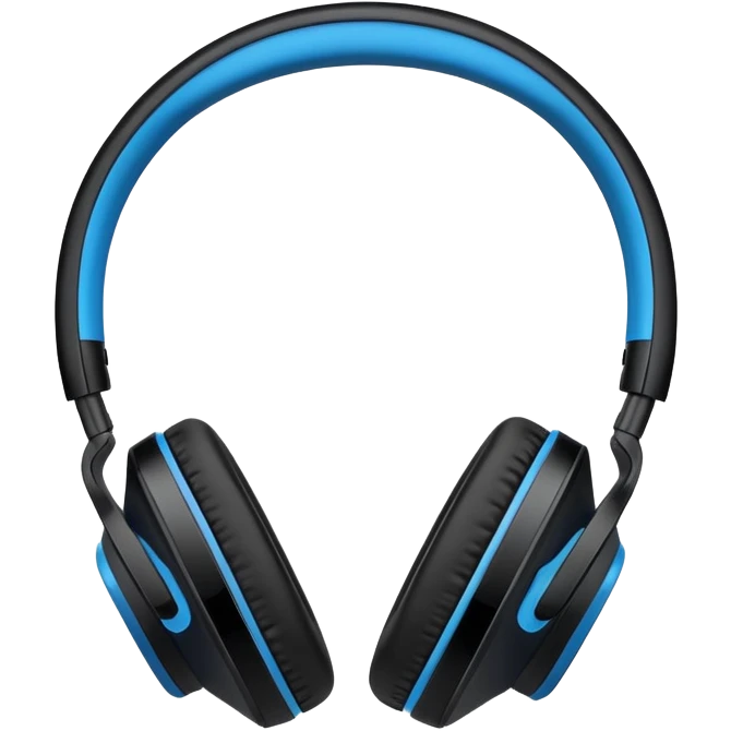 Black and blue and white wireless headphones as seen from the side  emoji