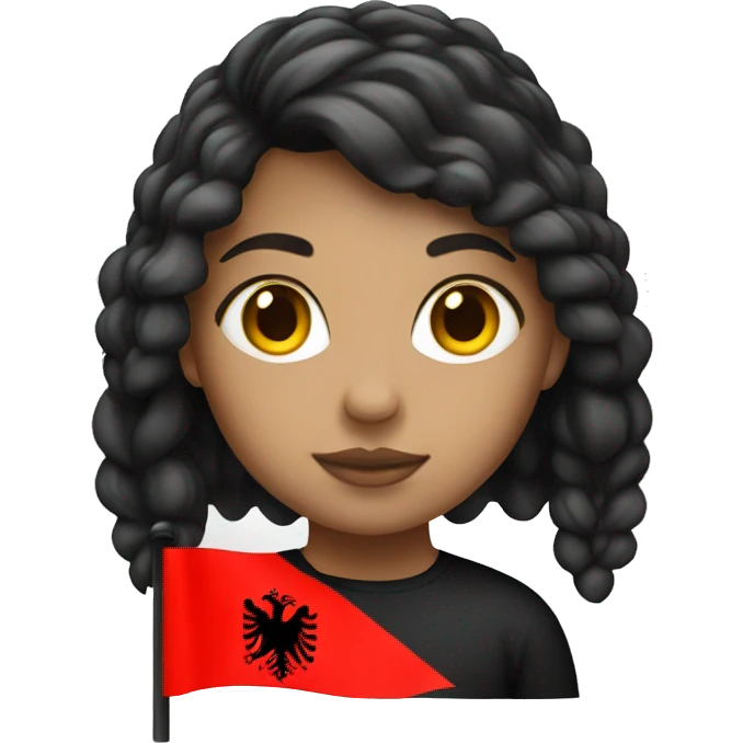  a girl with an albanian flag emoji