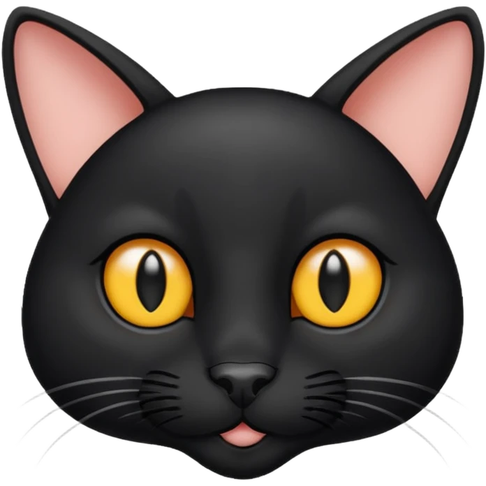 Black cat with a long face and big ears and nose emoji