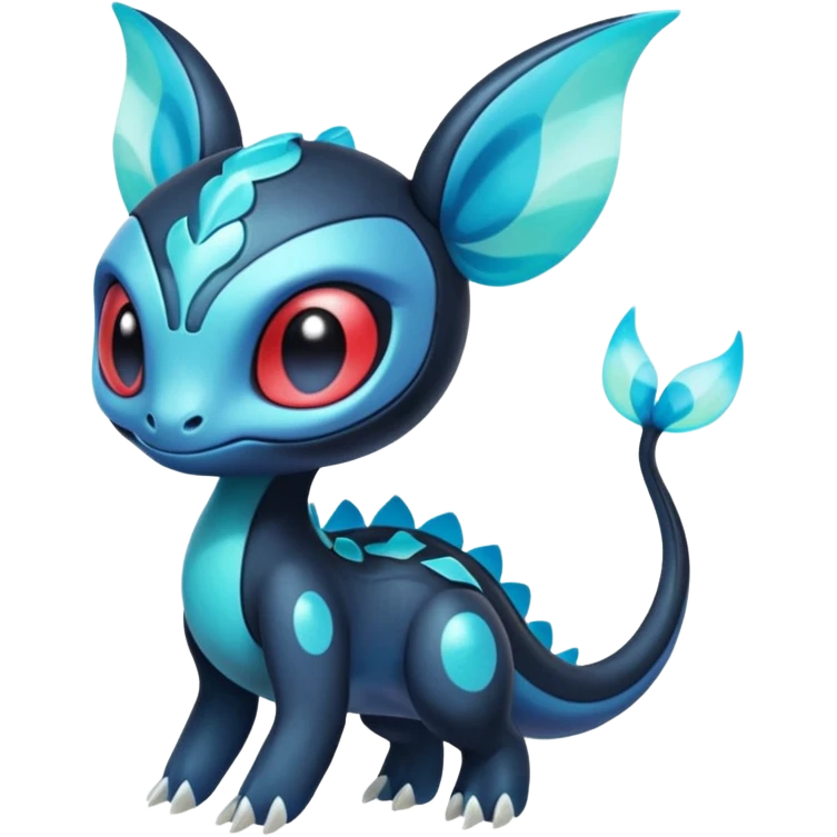 Iridescent Translucent Bioluminescent Diaphanous Meloetta-Salamence-Stitch-Toothless-Fakémon-creature-hybrid emoji
