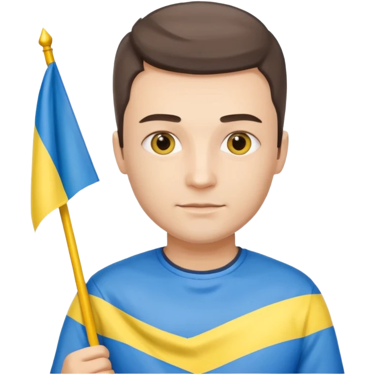 a Ukrainian man with the flag of Ukraine emoji