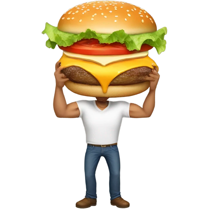 A man eats a burger emoji