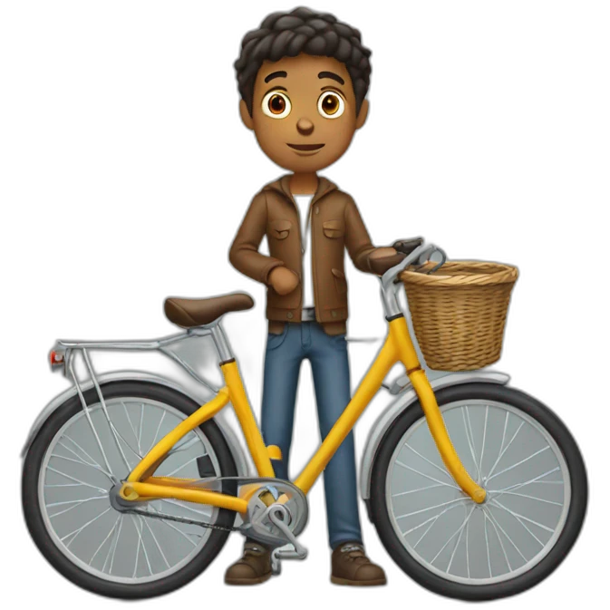 Boy with old bike emoji