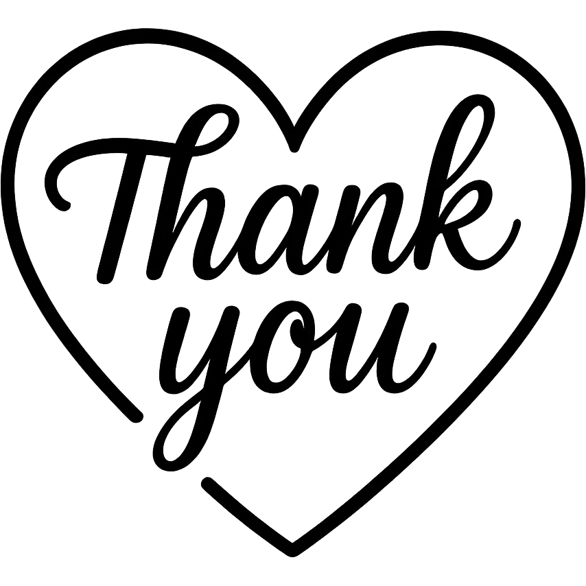 black white Thank you heart, remove background emoji