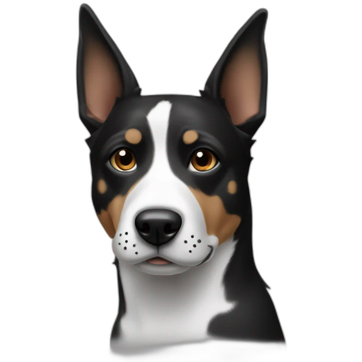 Black and White dog pointy ears and spots on face emoji