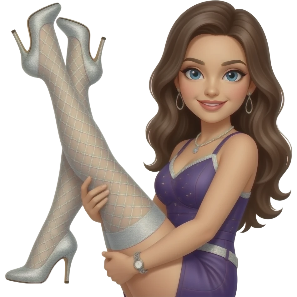 Silver glitter high heels -hold up thigh high stockings female l emoji