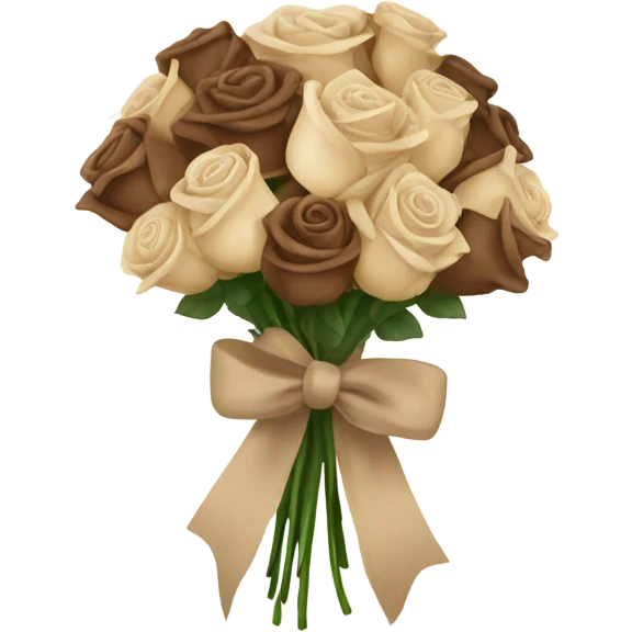 Beige and Brown roses Bouquet with beige bow emoji