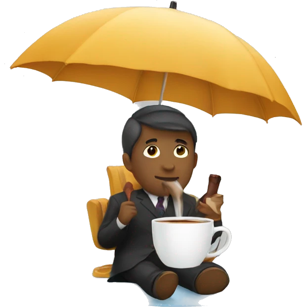 drinking tea in the umbrella emoji