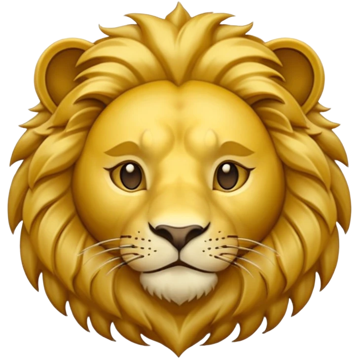 Pièce d’or ronde, style emoji, avec un grand “F” gravé au centre et la tête d’un lion détaillé en arrière‑plan, vue de face, design simple et lisible. emoji