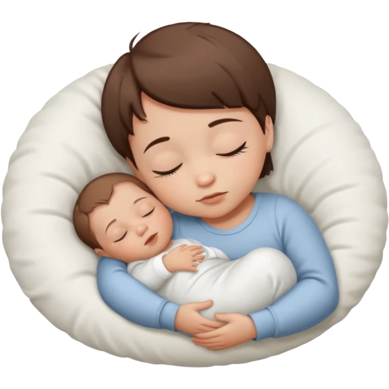 Sleeping baby, brown short hair, in a white color palette emoji