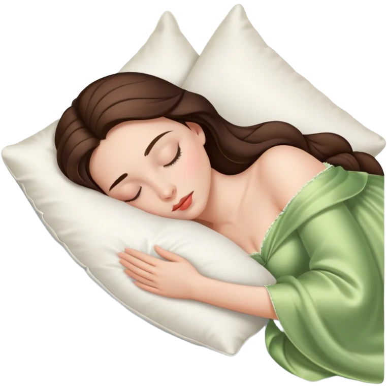 sleeping beauty brunette white girl with a silk pillow emoji