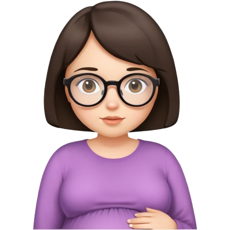 Беременная девушка брюнетка с каре в круглых очках  emoji