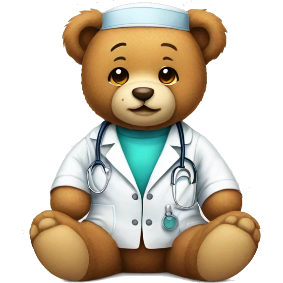 cute soft doctor teddy bear sitting emoji