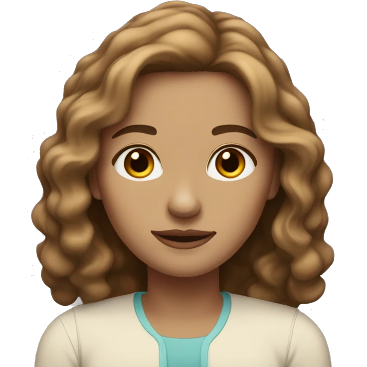 Light to medium skin tone woman with brown hair that goes a little passed her shoulders and has wavy hair emoji