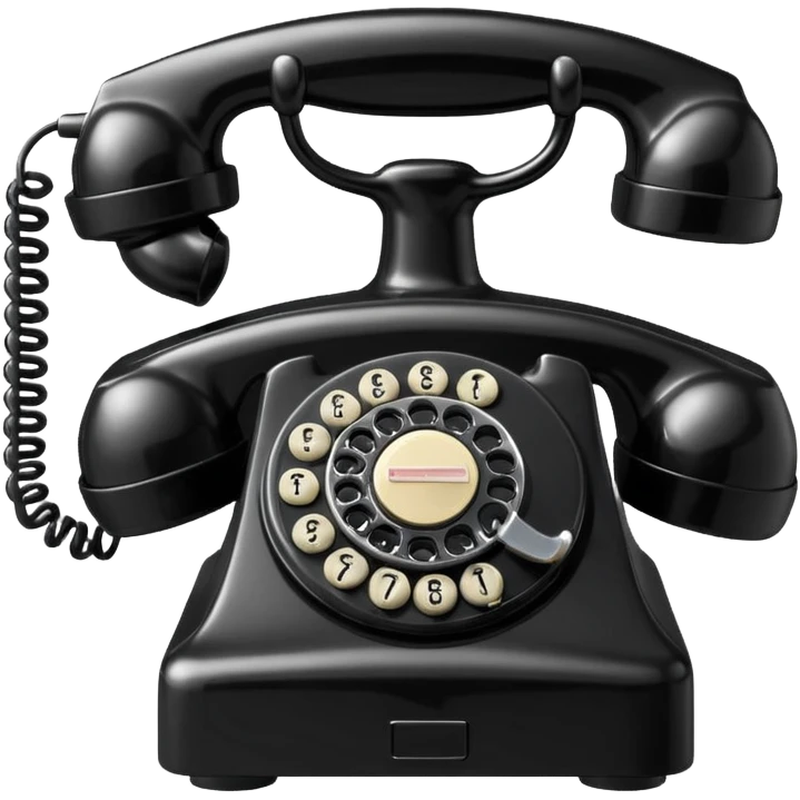 Telephone – Classic black rotary phone with cord emoji