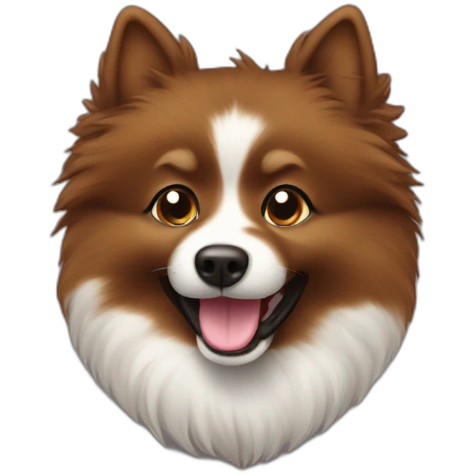 Spitz dog happy face only dark brown color hairy emoji