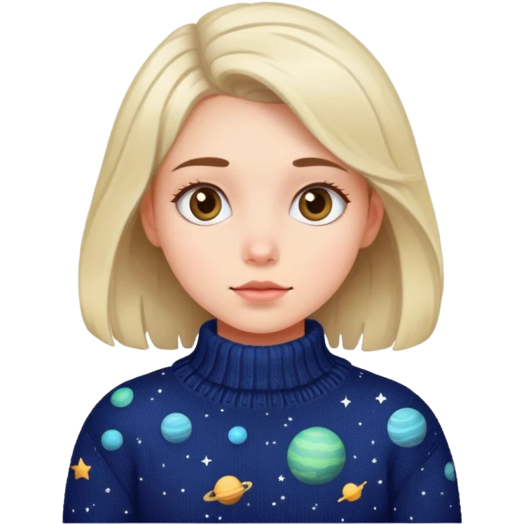 curious girl in sweater in space emoji