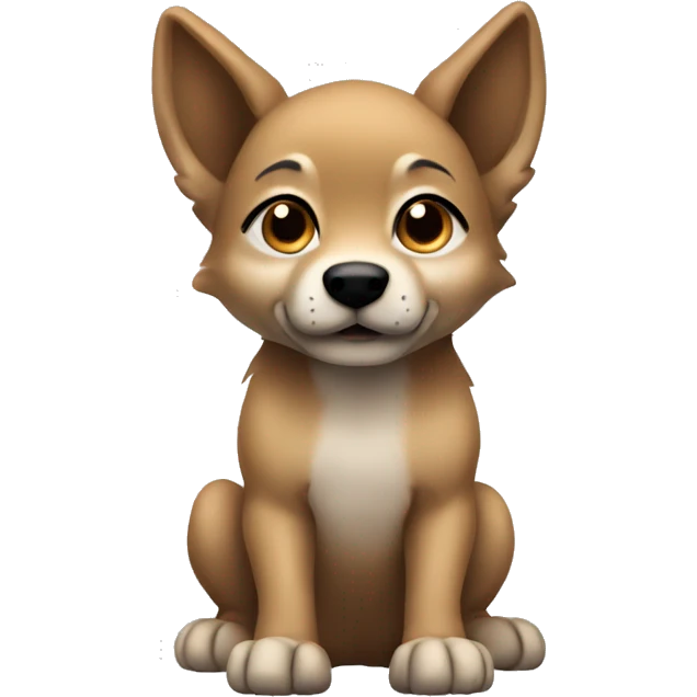 4 short legs a light brown puppy-like wolf with black ears emoji